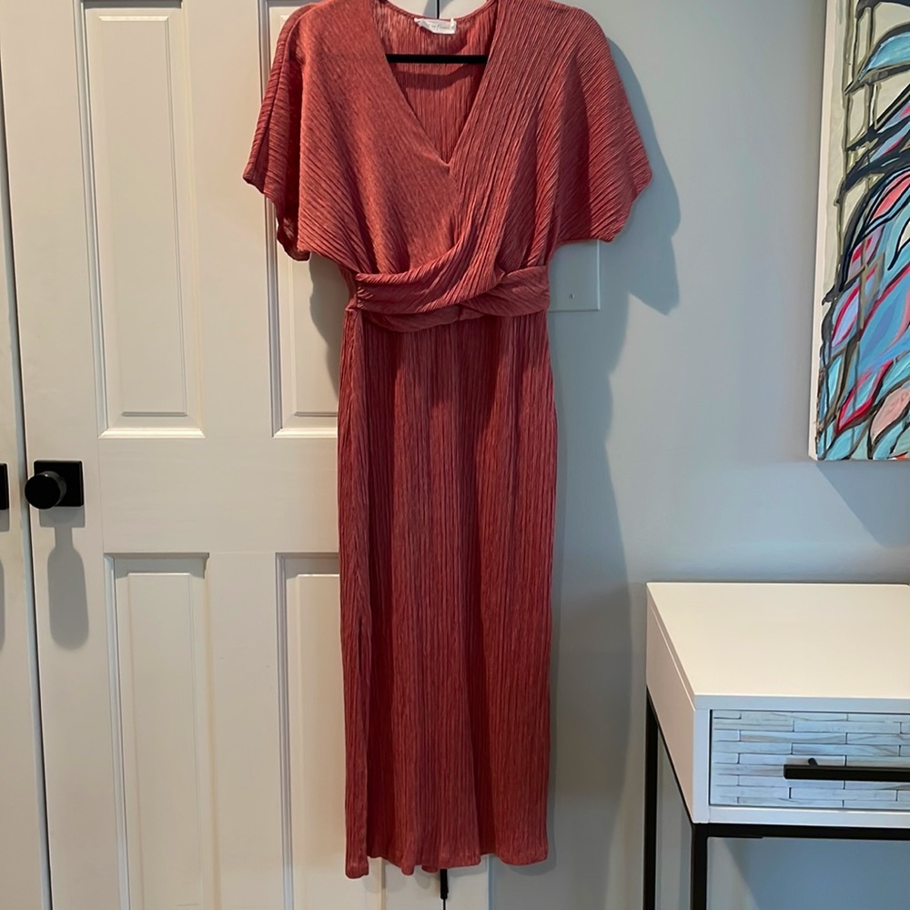 All In Favor Rose colored midi dress